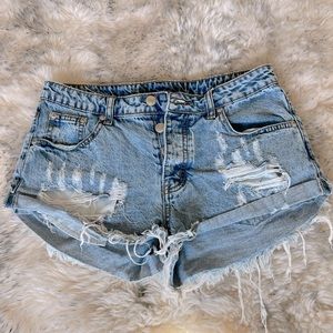 Mid rise jean shorts